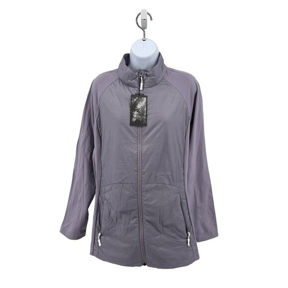 Kyodan Purple Zip Up Active Jacket Womens XXL Mock Neck Wind Resistant Softshell - Picture 3 of 8